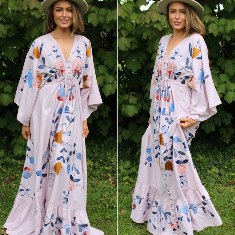 Laurel Lodge Embroidered Linen Maxi Dress